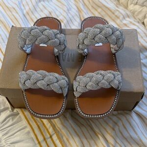 Steve Madden Elegant Silver Braided Women's Sandals